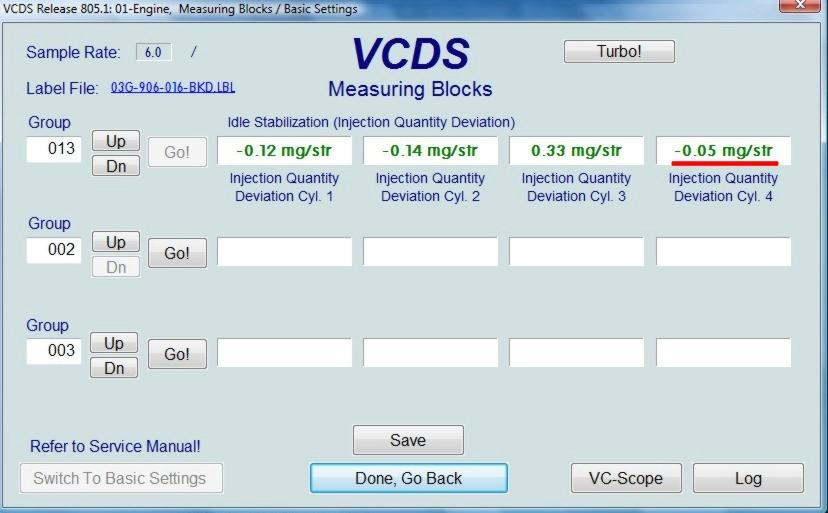 Reglage injection vcds
